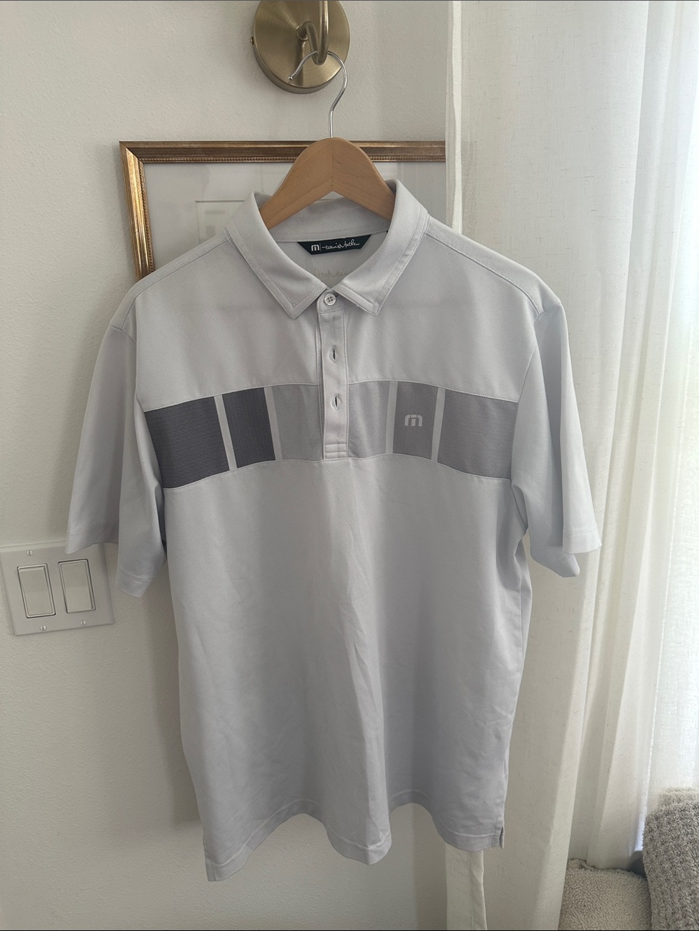 Travis Mathew Light Gray Polo with Dark Gray Chest Panels